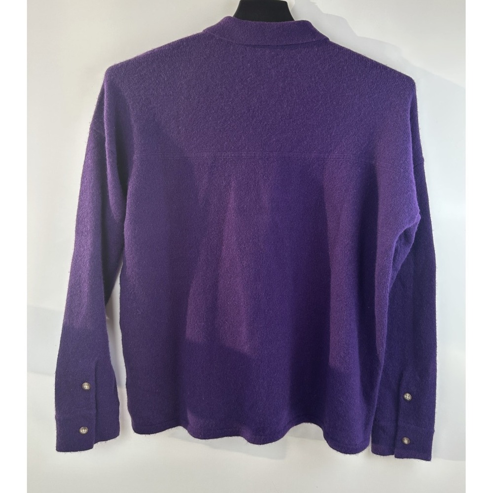 Faherty Cloud Cashmere Sweater Shirt Purple Button Front Medium Quiet Luxury - Picture 12 of 16